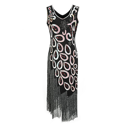 

The Great Gatsby 1920s Victorian Vintage Inspired Vacation Dress Dress Party Costume Prom Dress Women's Sequins Tassel Fringe Sequin Costume Black / Red / Blue Vintage Cosplay Party Party & Evening