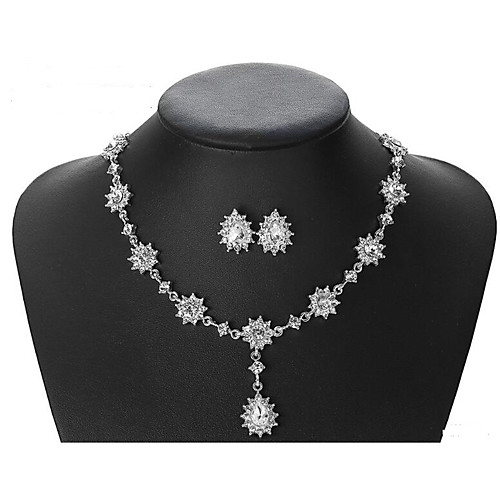 

Women's Crystal Bridal Jewelry Sets Transparent Pear Elegant Vintage Earrings Jewelry White For Wedding Party 1 set