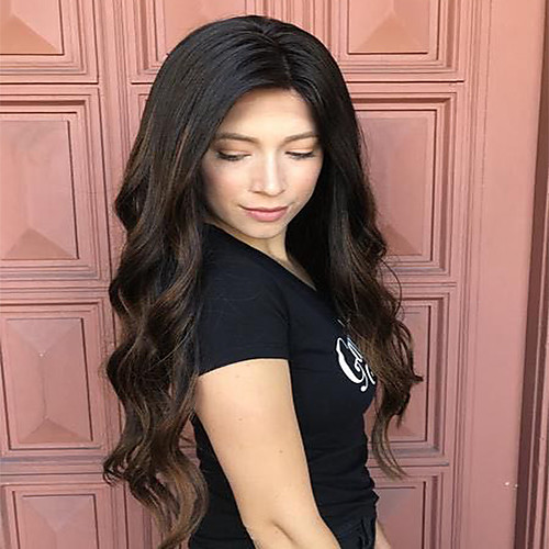 

Synthetic Wig Wavy Asymmetrical Wig Long Black / Brown Synthetic Hair 27 inch Women's Best Quality Black Brown