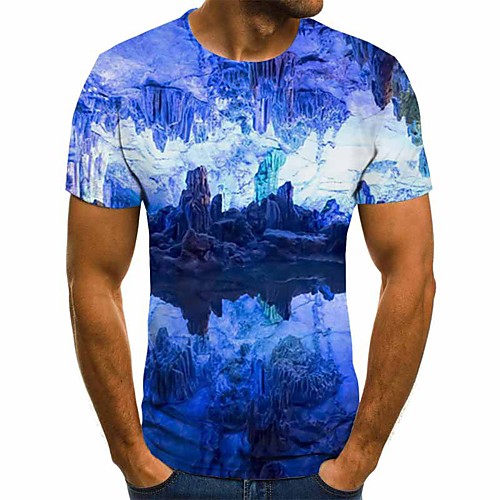 

Men's 3D Print T-shirt Daily Round Neck Blue / Short Sleeve