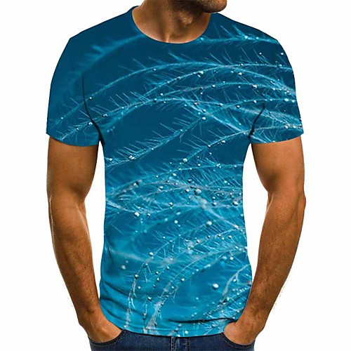

Men's 3D Graphic T-shirt Basic Daily Round Neck Light Blue / Short Sleeve