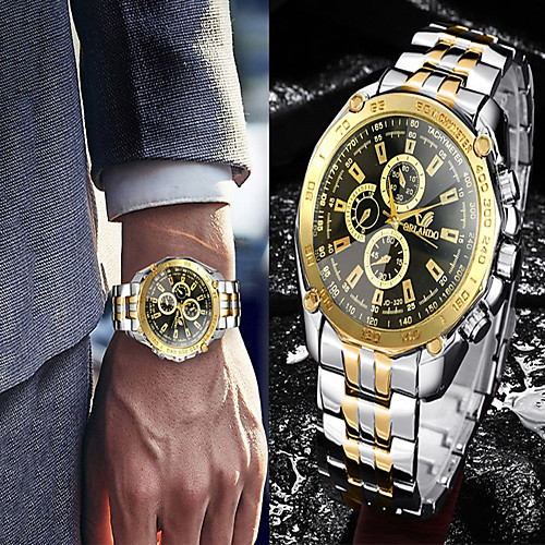 

Men's Steel Band Watches Quartz Casual Watch Cool Analog Luxury Fashion - Gold / White Golden GoldenBlack