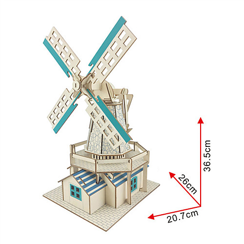 

RUOTAI 3D Puzzle Wooden Model Windmill Solar Powered Wooden 1 pcs Kid's Toy Gift