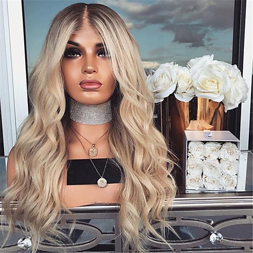 

Synthetic Wig Curly Asymmetrical Wig Long Blonde Synthetic Hair 27 inch Women's Best Quality Blonde Ombre