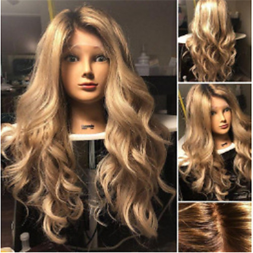 

Synthetic Wig Wavy Asymmetrical Wig Long Ombre Blonde Synthetic Hair 27 inch Women's Best Quality Blonde Ombre