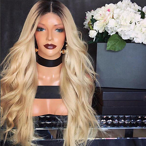 

Synthetic Wig Body Wave Asymmetrical Wig Blonde Long Ombre Blonde Synthetic Hair 27 inch Women's Color Gradient Best Quality Middle Part Blonde
