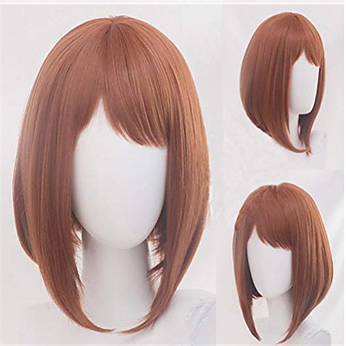 

Synthetic Wig kinky Straight Asymmetrical Wig Short Golden Brown#12 Synthetic Hair 5 inch Women's Best Quality Blonde Brown