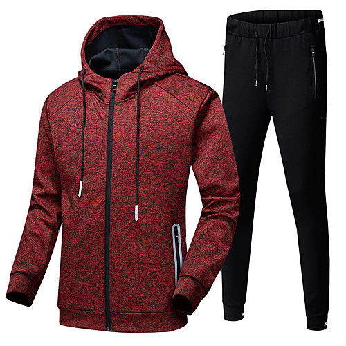 

Men's 2 Piece Full Zip Tracksuit Sweatsuit Jogging Suit Street Casual Winter Long Sleeve Thermal Warm Breathable Soft Fitness Running Jogging Sportswear Solid Colored Track pants Black Red Blue Gray