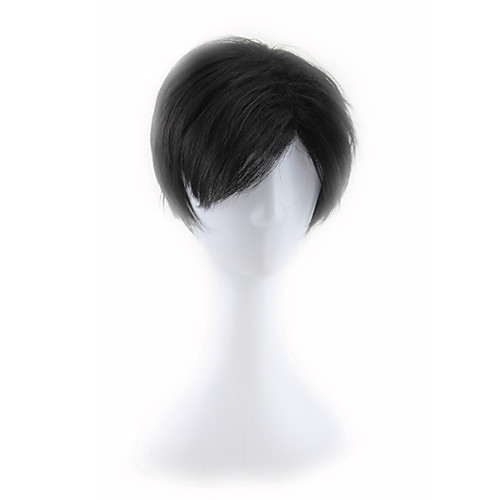 

Synthetic Wig Curly Asymmetrical Wig Short Natural Black Synthetic Hair 11 inch Men's Best Quality Black