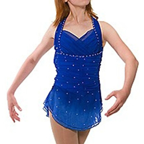 

Figure Skating Dress Women's Girls' Ice Skating Dress Royal Blue Spandex High Elasticity Training Competition Skating Wear Patchwork Crystal / Rhinestone Sleeveless Ice Skating Figure Skating / Kids