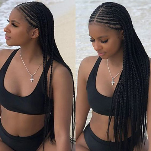 

Synthetic Lace Front Wig Box Braids with Baby Hair Lace Front Wig Long Natural Black Synthetic Hair 18-24 inch Women's Braided Wig African Braids African Braiding Black