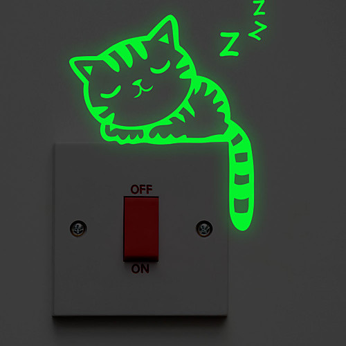 

Sweet Sleeping Cat Light Switch Stickers - Luminous Wall Stickers / Animal Wall Stickers Animals Bathroom / Indoor 8.612.2cm