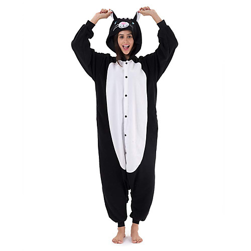 

Adults' Kigurumi Pajamas Cat Animal Onesie Pajamas Polar Fleece Black Cosplay For Men and Women Animal Sleepwear Cartoon Festival / Holiday Costumes / Leotard / Onesie / Leotard / Onesie
