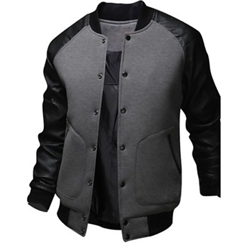 

Men's Jacket Daily Stand Regular Color Block Long Sleeve Black / Light gray / Dark Gray US36 / UK36 / EU44 / US38 / UK38 / EU46 / US40 / UK40 / EU48