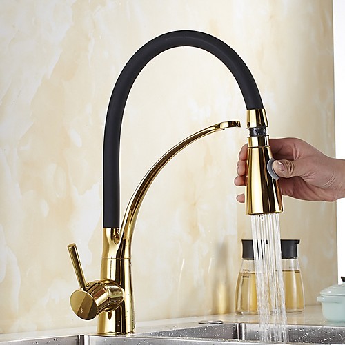 

Fancy Kitchen faucet - Single Handle One Hole Electroplated Pull-out / ­Pull-down / Tall / ­High Arc Centerset Contemporary Kitchen Taps