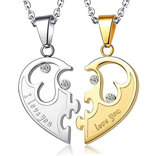 

Men's Women's Pendant Necklace Geometrical Heart Fashion Titanium Steel GoldenSilver Coin-Silver 50 cm Necklace Jewelry 1pc For Daily Promise