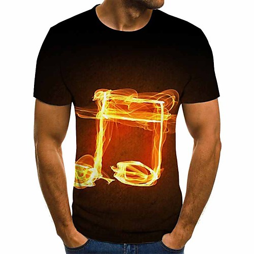 

Men's Plus Size Geometric 3D Print T-shirt Basic Street chic Daily Round Neck Black / Short Sleeve