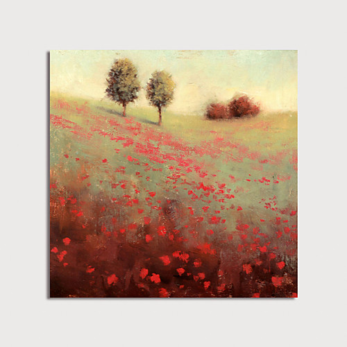 

Oil Painting Hand Painted Square Landscape Floral / Botanical Modern Rolled Canvas (No Frame)