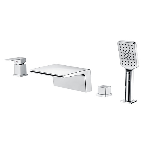 

Bathtub Faucet - Contemporary Chrome Roman Tub Brass Valve Bath Shower Mixer Taps