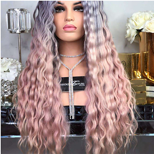 

Synthetic Wig Curly Asymmetrical Wig Long Pink / Grey Synthetic Hair 27 inch Women's Best Quality Pink Gray