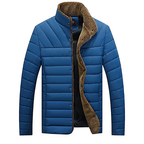

Men's Solid Colored Winter Faux Leather Jacket Regular Daily Long Sleeve PU Coat Tops Black