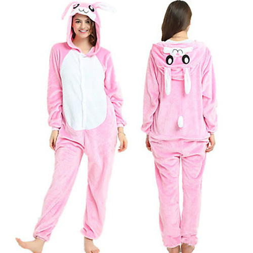 

Adults' Kigurumi Pajamas Rabbit Bunny Onesie Pajamas Flannelette Pink Cosplay For Men and Women Animal Sleepwear Cartoon Festival / Holiday Costumes