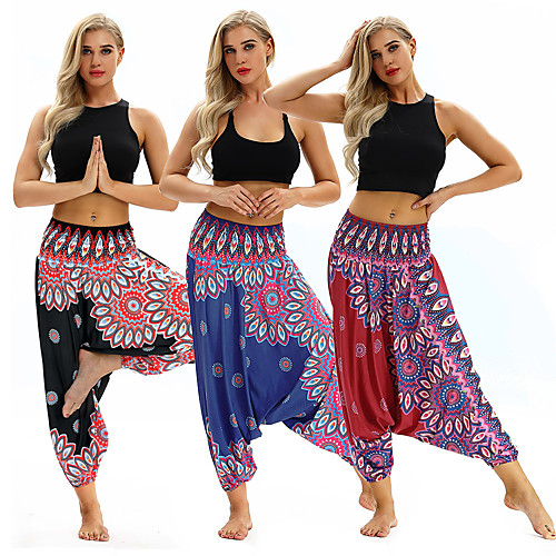 

Women's High Waist Yoga Pants Harem Baggy Bloomers Quick Dry Breathable Bohemian Hippie Boho Black Red Dark Blue Fitness Gym Workout Dance Sports Activewear Stretchy Loose