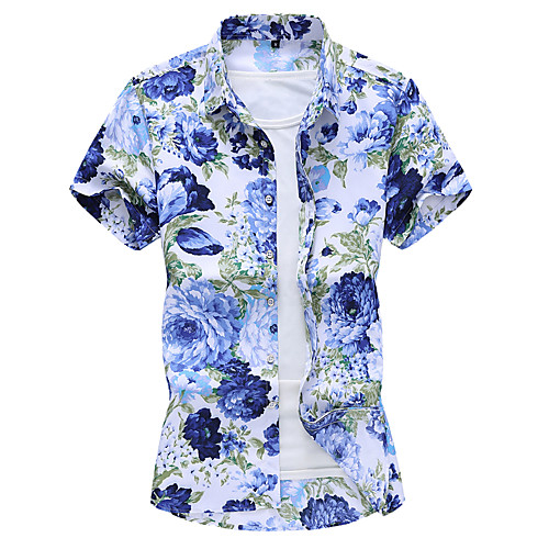 

Men's Geometric Shirt Basic Elegant Daily Classic Collar White / Short Sleeve