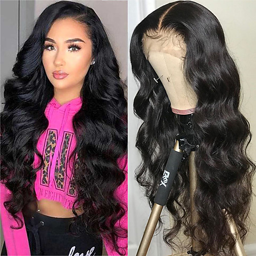 

Human Hair 4x13 Closure Wig style Brazilian Hair Body Wave Natural Wig 130% Density Smooth Women Best Quality Hot Sale Comfortable Women's Medium Length Human Hair Lace Wig / Natural Hairline