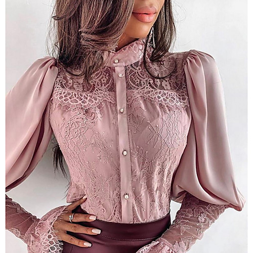 

Women's Solid Colored Shirt Daily Black / Blue / Yellow / Blushing Pink