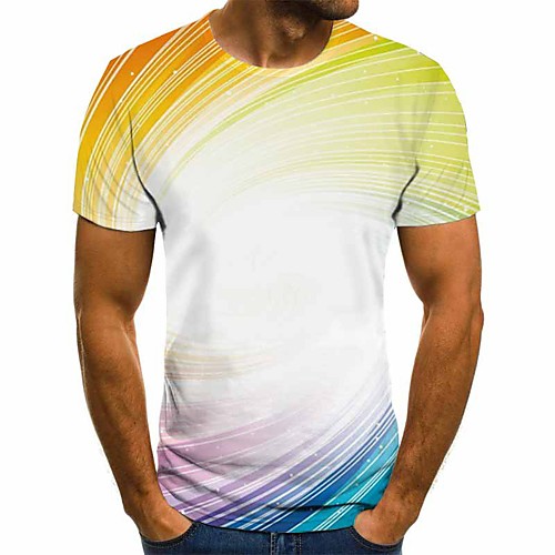 

Men's Plus Size 3D Slim T-shirt Basic Daily Round Neck White / Short Sleeve