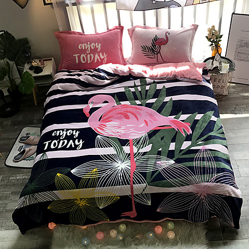 

Duvet Cover Sets 4 Piece Flannel Cartoon Rainbow Printed Dainty / 600 / 4pcs (1 Duvet Cover, 1 Flat Sheet, 2 Shams)