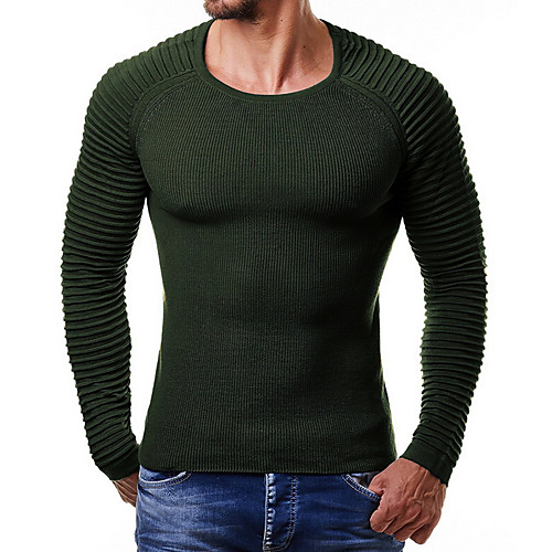 

Men's Solid Colored Long Sleeve Pullover Sweater Jumper, Round Black / White / Army Green US34 / UK34 / EU42 / US36 / UK36 / EU44 / US38 / UK38 / EU46