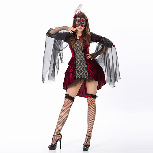 

Vampire Dress Cosplay Costume Adults' Women's Outfits Vacation Dress Halloween Halloween Masquerade Festival / Holiday Tulle Polyster Black Women's Easy Carnival Costumes Patchwork / Gloves / Gloves