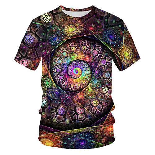 

Men's Galaxy Graphic Slim T-shirt Basic Holiday Round Neck Rainbow / Short Sleeve