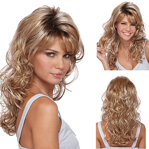 

Synthetic Wig Curly Asymmetrical Wig Blonde Long Blonde Synthetic Hair 27 inch Women's Blonde