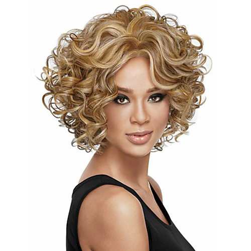

Synthetic Wig Curly Asymmetrical Wig Short Light Brown Synthetic Hair 11 inch Women's Best Quality Light Brown