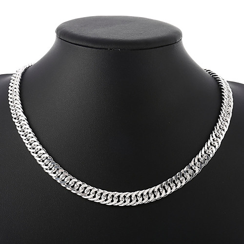 

Men's Chain Necklace Beaded Necklace Classic Precious Fashion Brass Silver Plated Silver 50 cm Necklace Jewelry 1pc For Daily Street Work