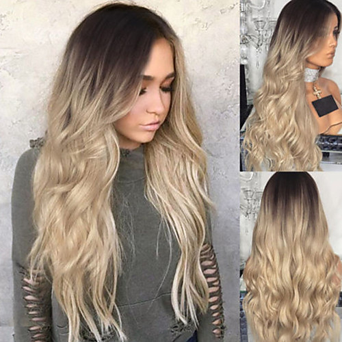 

Synthetic Wig Body Wave Asymmetrical Wig Blonde Long Blonde Synthetic Hair 27 inch Women's Best Quality Blonde