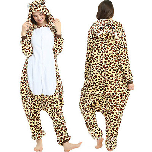 

Adults' Leopard Bear Kigurumi Pajamas Onesie Pajamas Polar Fleece Brown Cosplay For Animal Sleepwear Cartoon Halloween Festival / Holiday / Christmas