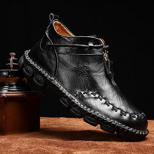 

Men's Comfort Shoes Leather Fall Boots Booties / Ankle Boots Black / Brown
