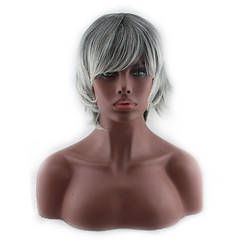 

Synthetic Wig Curly Asymmetrical Wig Short Grey Synthetic Hair 11 inch Women's Best Quality Gray