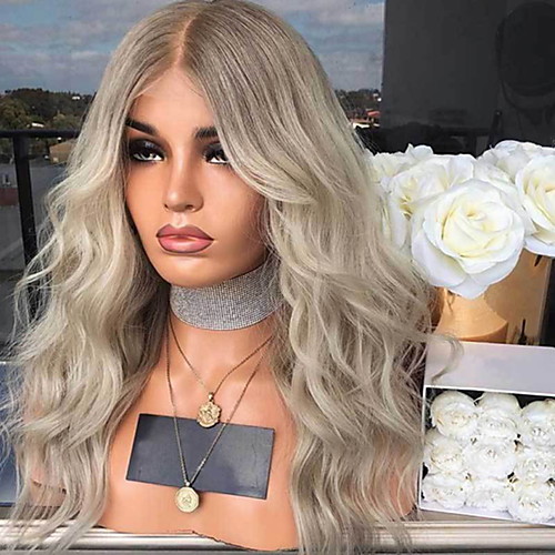 

Synthetic Wig Body Wave Asymmetrical Wig Long Blonde Synthetic Hair 27 inch Women's Best Quality Middle Part Blonde