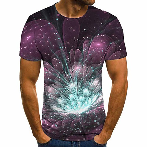 

Men's 3D Print T-shirt Daily Round Neck Purple / Short Sleeve