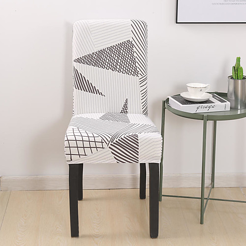 

Geometric Stripes Chair Cover Stretch Removable Washable Dining Room Chair Protector Slipcovers Home Decor Dining Room Seat Cover