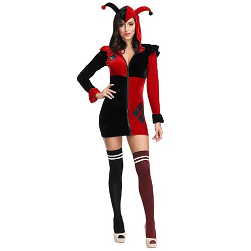 

Clown Dress Cosplay Costume Adults' Women's Cosplay Vacation Dress Halloween Halloween Festival / Holiday Plush Fabric Red Women's Easy Carnival Costumes