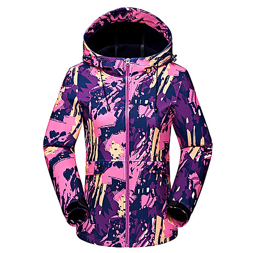 

Women's Hoodie Jacket Hiking Fleece Jacket Winter Outdoor Camo Windproof Fleece Lining Breathable Warm Jacket Top Softshell Hunting Fishing Camping / Hiking / Caving Fuchsia Blue Orange / Quick Dry