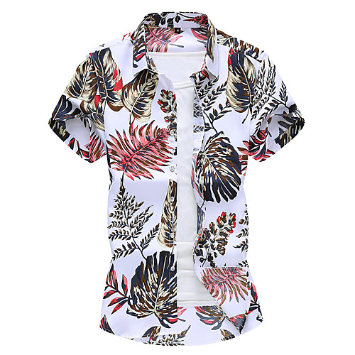 

Men's Geometric Shirt Basic Elegant Daily Classic Collar White / Black / Blue / Short Sleeve