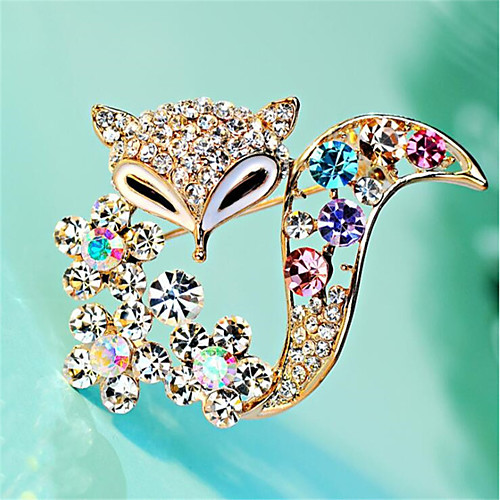 

Women's Cubic Zirconia Brooches Geometrical Fox Stylish Gold Plated Brooch Jewelry Golden Rainbow For Daily Work