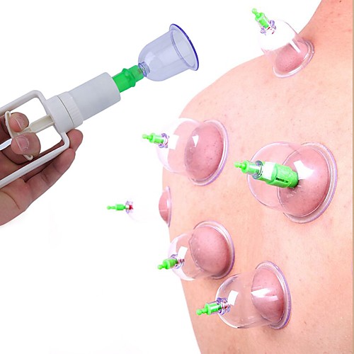 

6 Cups with 1 Suction Pump Medical Vacuum Cans Cupping Cups Set Body Massage Therapy Kit Weight Loss